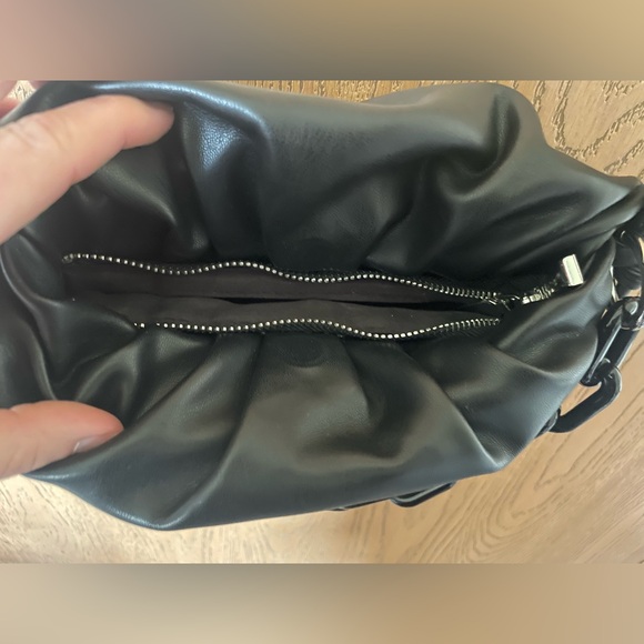 Expressions NYC Vegan Leather Black Crossbody Puff Clutch Purse with Chain - Picture 6 of 10